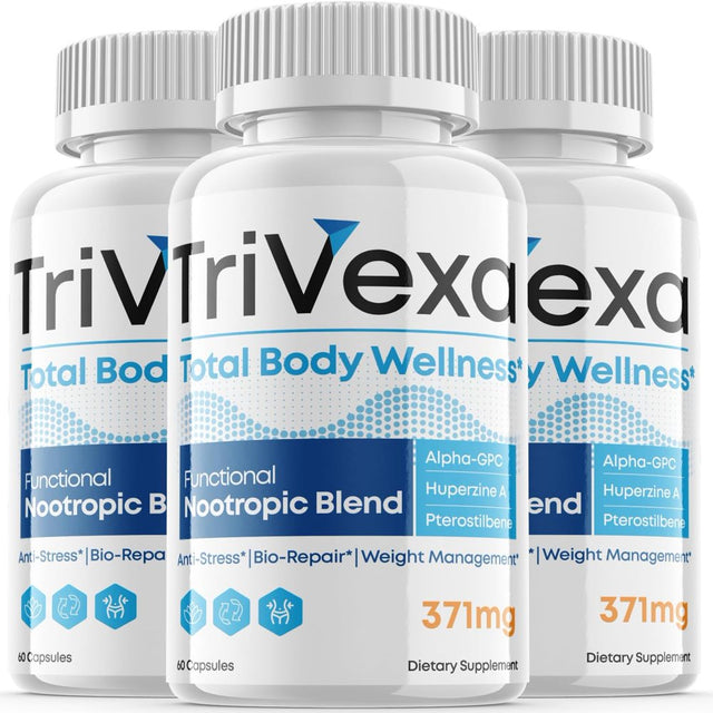 (3 Pack) Trivexa - Total Body Wellness - Dietary Supplement for Focus, Memory, Clarity, & Energy - Advanced Cognitive Support Formula for Maximum Strength - 180 Capsules