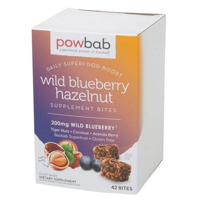 Powbab Supplement Bites, Wild Blueberry Hazelnut - 8 X 42 Ct