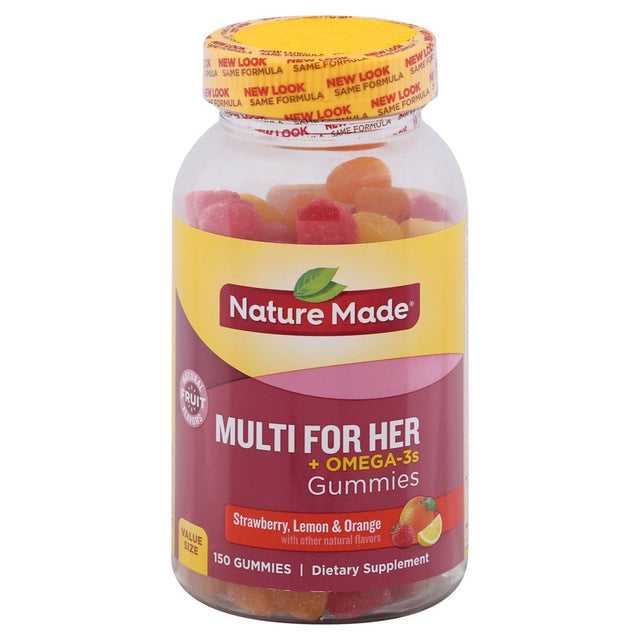 NATURE MADE Multi for Her+ Omega-3S, Gummies Strawberry, Lemon & Orange, 150.0 CT