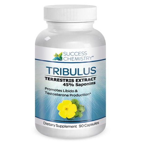 Tribulus by Success Chemistry. Natural Testosterone & Libido Booster for Men - High Strength Herbal Extract. Improves Stamina, Herbal Aphrodisiac & Mood Enhancer. Made in USA. Non-Gmo 90 Caps.