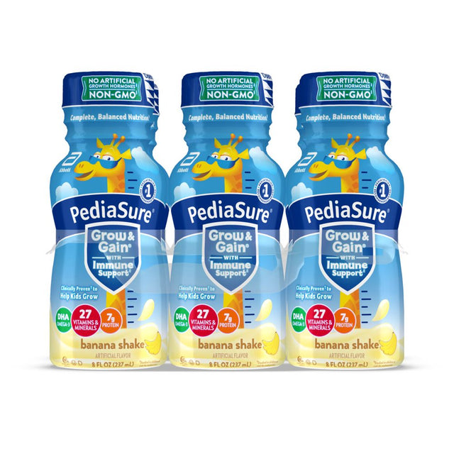 Pediasure Grow & Gain Nutritional Shake with Immune Support, Banana, 8 Fl Oz Bottle (6 Count)