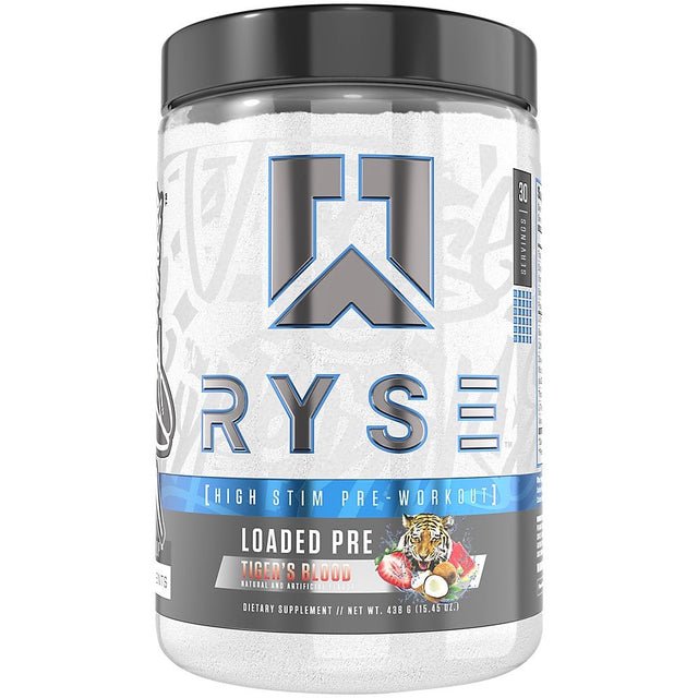 RYSE Loaded Pre Workout Powder Supplement for Men & Women | Pumps, Energy, Focus | Beta Alanine + Citrulline | 390Mg Caffeine | 30 Servings (Tiger'S Blood)