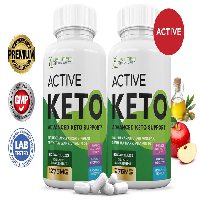 (2 Pack) Active Keto ACV Pills 1275Mg Dietary Supplement 120Capsules