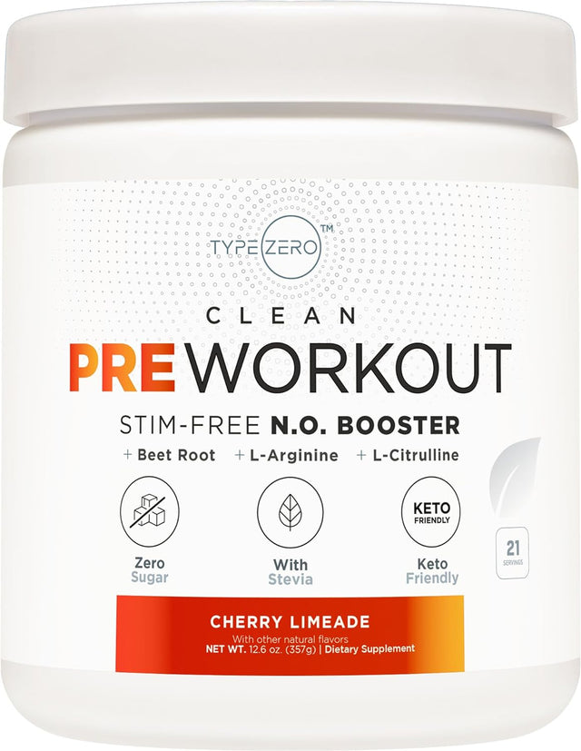 Ultra Clean Stim Free Pump Pre Workout + Nitric Oxide Booster (Cherrylimeade) Beetroot, 7G Arginine Citrulline Malate, Betaine, Beta A, ACV+ Sugar/Caffeine Free Natural Non Stim Preworkout Men, Women