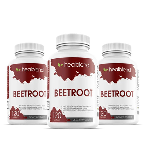 Healbend Organic Nitric Oxide Beet Root Capsules 1300Mg - Support Healthy Blood Circulation, Immune System, Nitric Oxide Booster - 3-Pack