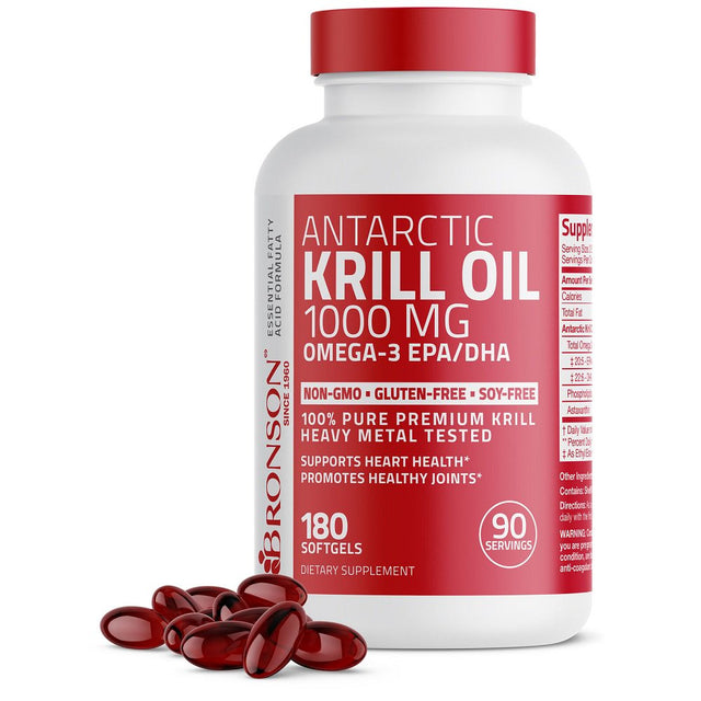 Bronson Antarctic Krill Oil 1000Mg with Omega-3S EPA, DHA and Astaxanthin, 180 Count