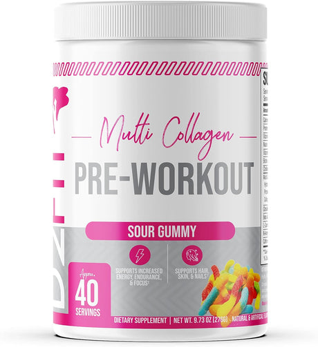 D2Fit (By Jessica Bass Women’S Pre Workout Multi Collagen (2.5G) + Biotin (150Mcg) - Supports Healthy Hair, Skin & Nails, Supports Increased Energy, Focus & Endurance - Sour Gummy 9.73 Oz (276G)