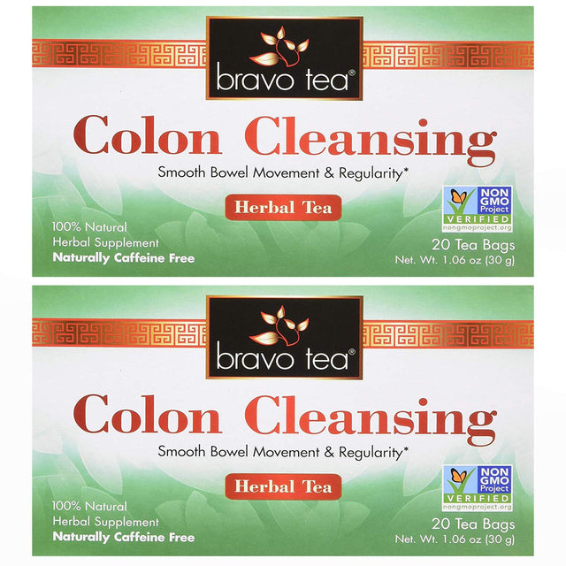 Bravo Tea Colon Cleansing Herbal Tea Caffeine Free, 20 Tea Bags, 2 Count