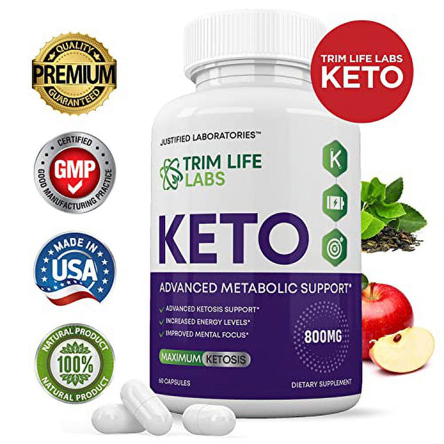 (2 Pack) Trim Life Labs Keto Pills Includes Apple Cider Vinegar Patented Gobhbâ® Exogenous Ketones Advanced Ketogenic Supplement Ketosis Support for Men Women 120 Capsules