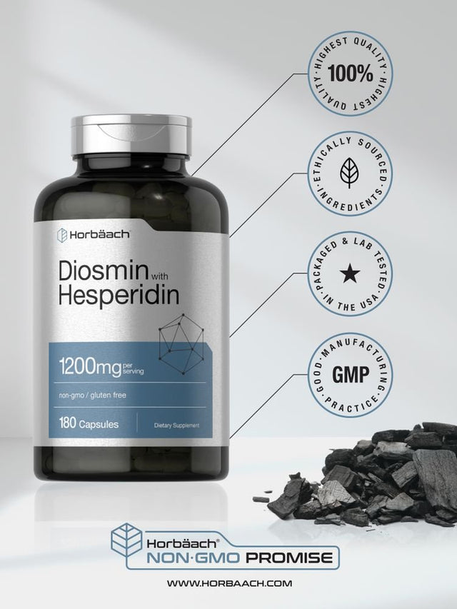 Diosmin and Hesperidin | 1200 Mg | 180 Capsules | by Horbaach