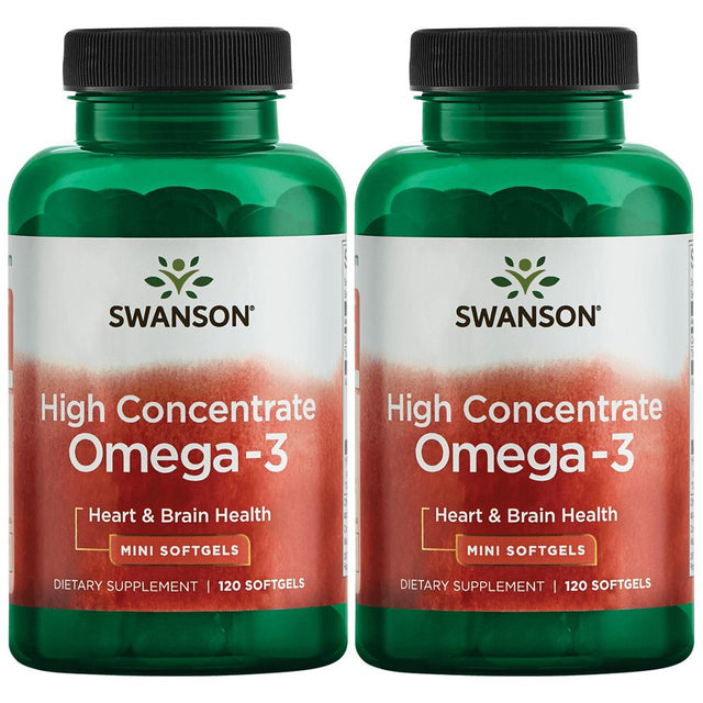 Swanson High Concentrate Omega-3 - Mini Softgels 570 Mg 120 Sgels 2 Pack