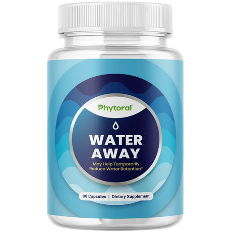 Water Away Diuretic Pills Supplement for Bloating Relief - Natural Herbal Water Pills - Phytoral Water Away Weight Loss 90 Capsules