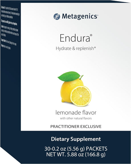 Metagenics Endura Hydrating Drink Mix to Support Fluid Balance and Restore Key Electrolytes, Zero Sugar, No Artificial Sweeteners - Lemonade Flavor, 30 Servings