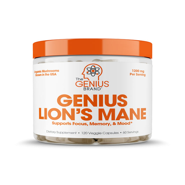 Lions Mane Mushroom Brain Supplement Nootropic for Energy, Focus, Memory & Immune System Booster by the Genius Brand