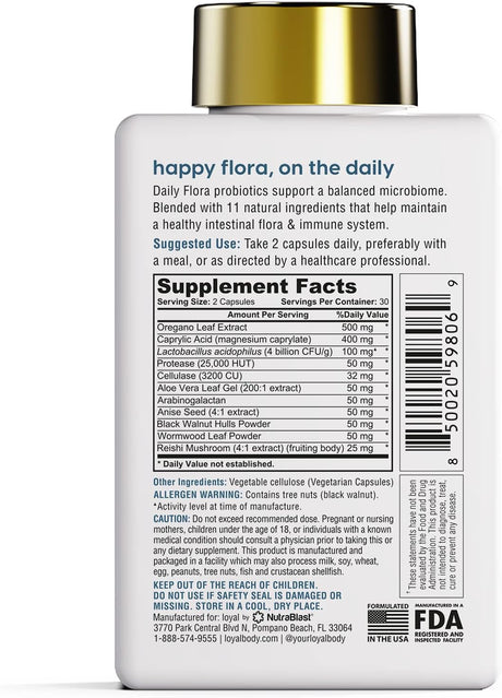 Daily Flora - Flora Ph Balancing Oral Supplement - Daily Probiotics - Maintains a Healthy Gut - Balances Flora - Supports Urinary Tract (60 Capsules)