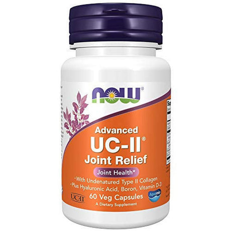 NOW Supplements, UC-II Advanced Joint Relief with Undenatured Type II Collagen, plus Hyaluronic Acid, Boron, Vitamin D-3, 60 Veg Capsules