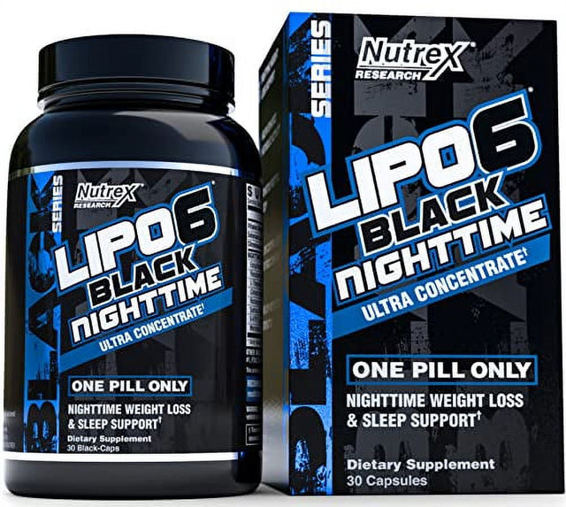 Nutrex Lipo 6 Nighttime Fat Burner | Melatonin Sleep Aid & Weight Loss Diet Pills for Men and Women | Night Time Metabolism Booster Appetite Suppressant | 30 Servings