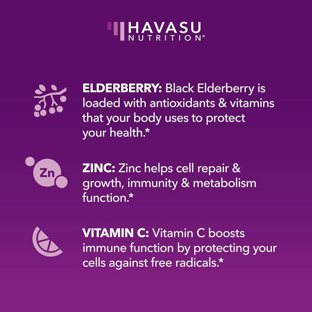 Havasu Black Elderberry Gummies with Zinc and Vitamin C | Immune Support Gummies, 60Ct