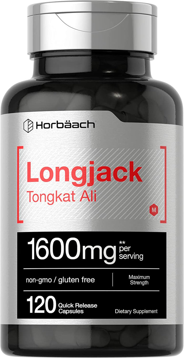 Longjack Tongkat Ali 1600 Mg | 120 Capsules | Longifolia Root Extract Powder | Maximum Strength Formula | Non-Gmo, Gluten Free | by Horbaach