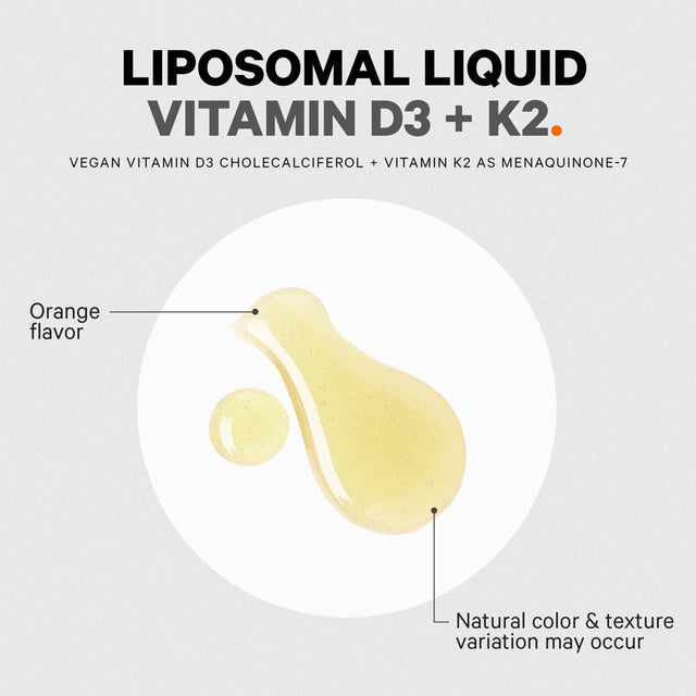 Codeage Nanofood Liposomal Vitamin D3 + K2 Liquid Drops Supplement, Vegan D3 Cholecalciferol, MK-7, 2 Fl Oz