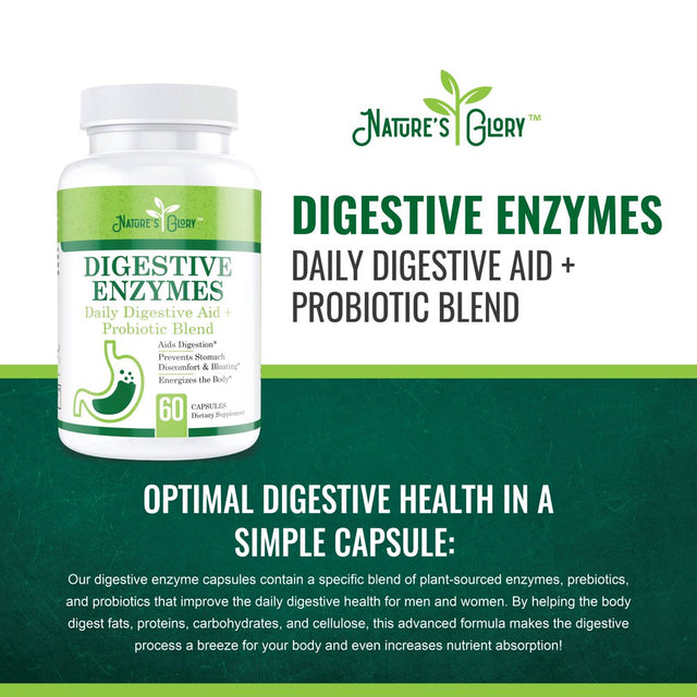 Digestive Enzymes with Probiotics and Prebiotics for Digestive Health, Improved Energy, and Common Gut Issues - 60 Capsules