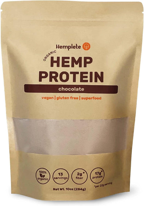 Chocolate Hemp Vegan Protein Powder for Heart & Brain Health, Easy to Digest, Chocolate Drink for Muscle Recovery, 9 Essential Amino Acids, Delicious Plant-Powered Powder (10Oz)