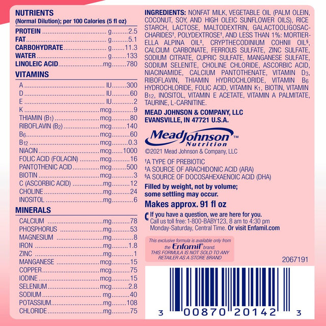 Enfamil A.R. Infant Formula, Reduces Reflux & Frequent Spit-Up, Expert Recommended DHA for Brain Development, Probiotics to Support Digestive & Immune Health, Powder Can, 12.9 Oz​