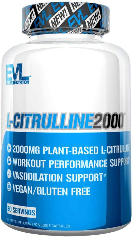 Evlution L-Citrulline2000 Nitric Oxide Supplement for Men Nutrition High Strength L Citrulline Capsules for Enhanced Muscle Strength Recovery and Intense Pumps - Plant Based Nitric Oxide Booster