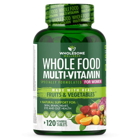 Whole Food Multivitamin for Women - Natural Multi Vitamins, Minerals, Organic Extracts - Vegan Vegetarian - Best for Daily Energy, Brain, Heart & Eye Health - 120 Tablets