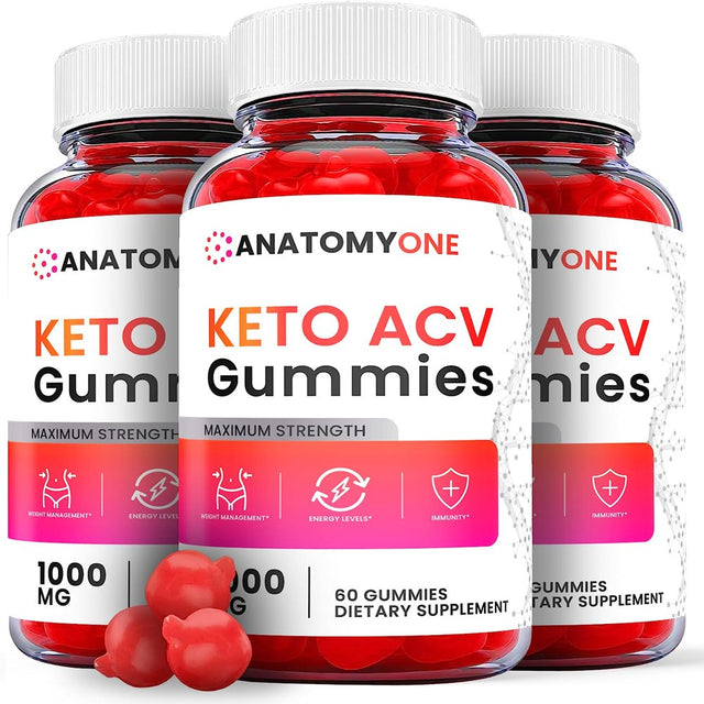 (3 Pack) Anatomy One Keto ACV Gummies - Supplement for Weight Loss - Energy & Focus Boosting Dietary Supplements for Weight Management & Metabolism - Fat Burn - 180 Gummies