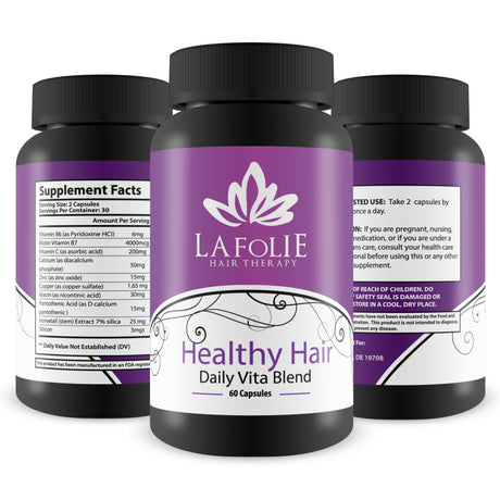 La Folie Hair Therapy - Healthy Hair Daily Vita Blend - Hair Growth Supplement - Contains Biotin - 60 Capsules