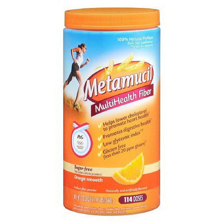 Metamucil Sugar Free Multihealth Fiber Smooth Powder, Orange - 23.3 Oz