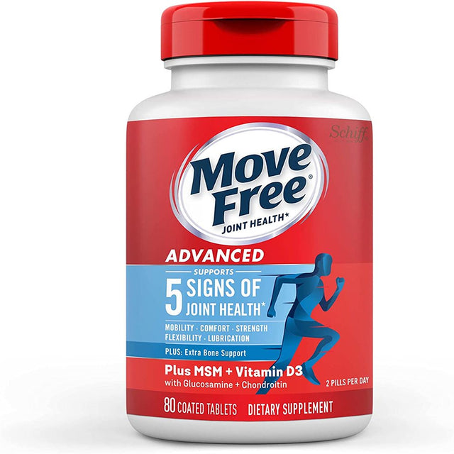 Move Free Advanced Glucosamine Chondroitin MSM Vitamin D3 and Hyaluronic Acid Joint Supplement 80 Count Pack of 4