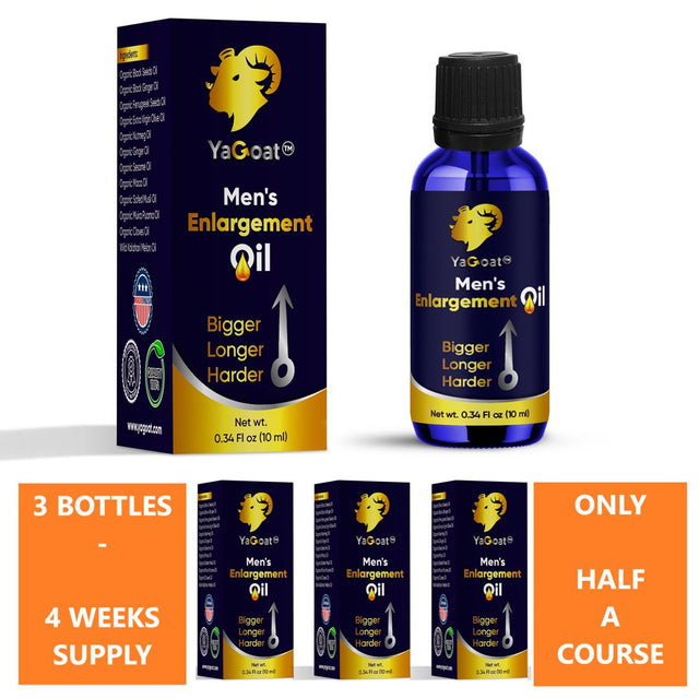 Yagoat Male Enlargement Oil - Monthly Growth - Enlargement Cream for Men - 3 Bottles Set