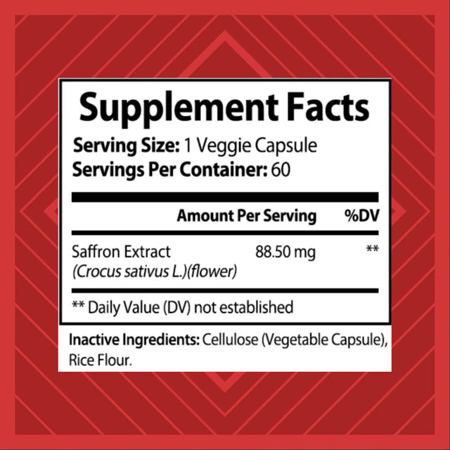 Live It Love It Saffron Extract 88.5Mg, 60 Capsules - Veggie Caps, Non-Gmo Natural Supplement