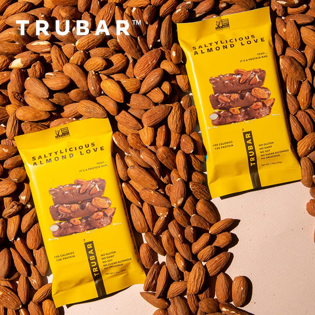 TRUBAR Vegan Protein Bars - Soy Free, Dairy Free, Gluten Free Protein Bars - No Sugar Alcohols - Non-Gmo - 12G of Protein - Saltylicious Almond Love - 12 Count