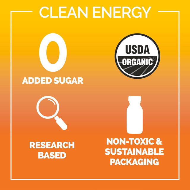 Ethan'S Organic Clean Energy Shots Orange Mango, Sugar Free Natural Pre-Workout Focus Boost, Gluten Free, Vegan, B6 & B12 Vitamin C with Green Tea Extract and Guayusa (24 Pack of 2Oz Shots)