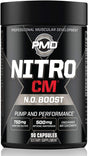 PMD Sports Nitro Cm - Nitric Oxide with Agmatine Pre Workout Supplement - Muscle Growth Pre-Workout with L Arginine - Endurance Boost for Hardcore Exercise, Training, and Bodybuilding - (90 Capsules)