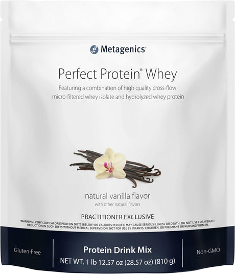 Metagenics Perfect Protein Whey - Cross-Flow Micro-Filtered Whey Isolate & Hydrolyzed Whey Protein - Vanilla - 30 Servings