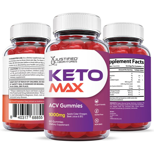 (2 Pack) Keto Max ACV Gummies 1000MG Dietary Supplement 120 Gummys