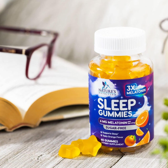 Sleep Melatonin Gummies for Adults Sugar Free - Natural Melatonin Sleep Gummy, Extra Strength Gummy Supplements, Sleep Support Vitamin Supplement, Vegan, Gelatin Free, Non-Gmo, 6Mg, 60 Sleep Gummies