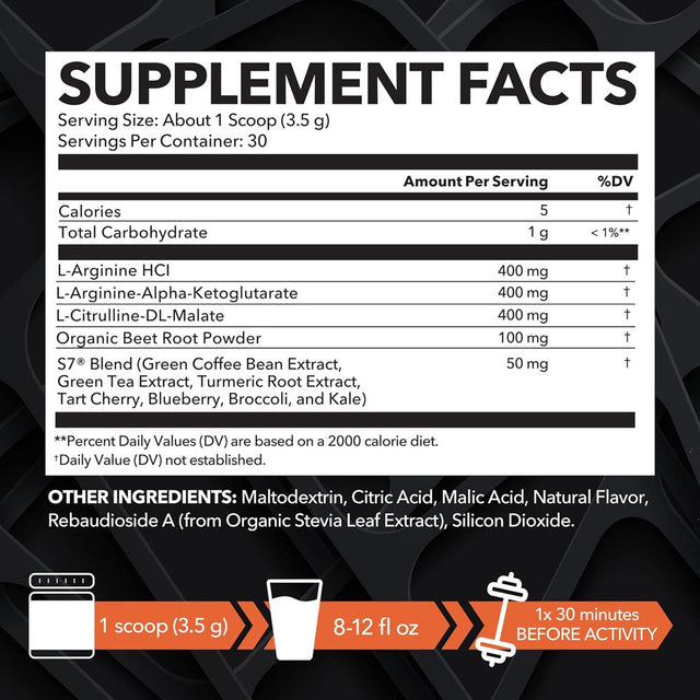 Havasu L-Arginine Powder - Pre-Workout Supplement, Tangerine 3.7Oz