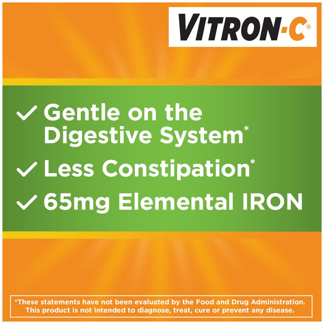 Vitron-C Iron Supplement, Once Daily, High Potency Iron plus Vitamin C, 60 Count