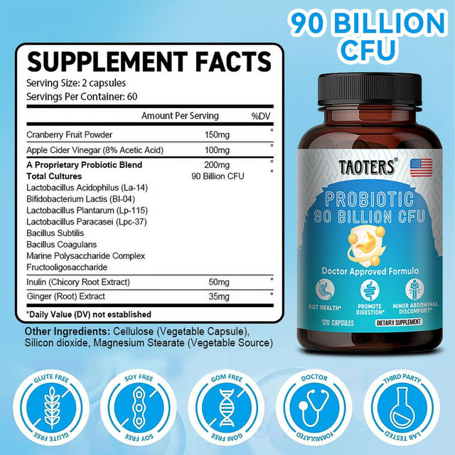 TAOTERS Daily Probiotic Supplement Capsules - Digestion, Immunity, Gut Health