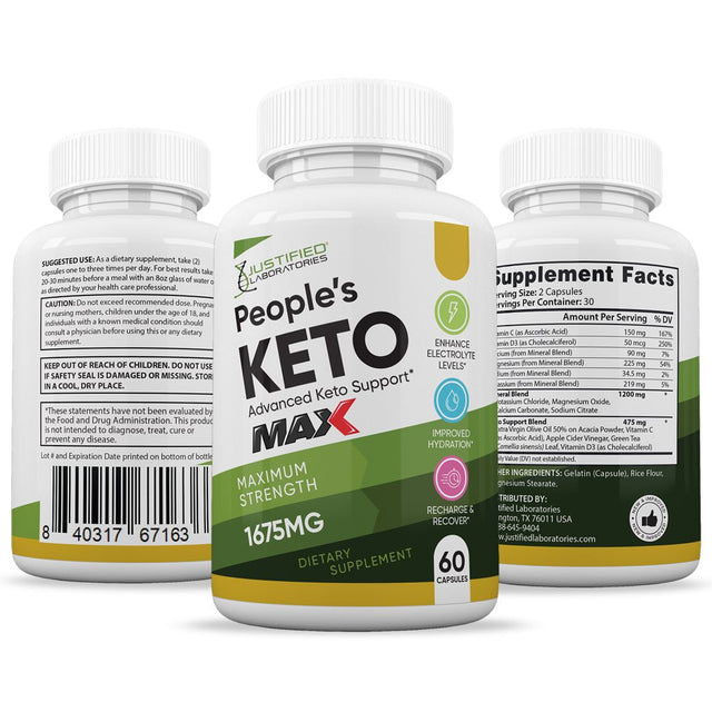 (3 Pack) Peoples Keto ACV MAX Pills 1675Mg Alternative to Gummies Dietary Supplement 180 Capsules