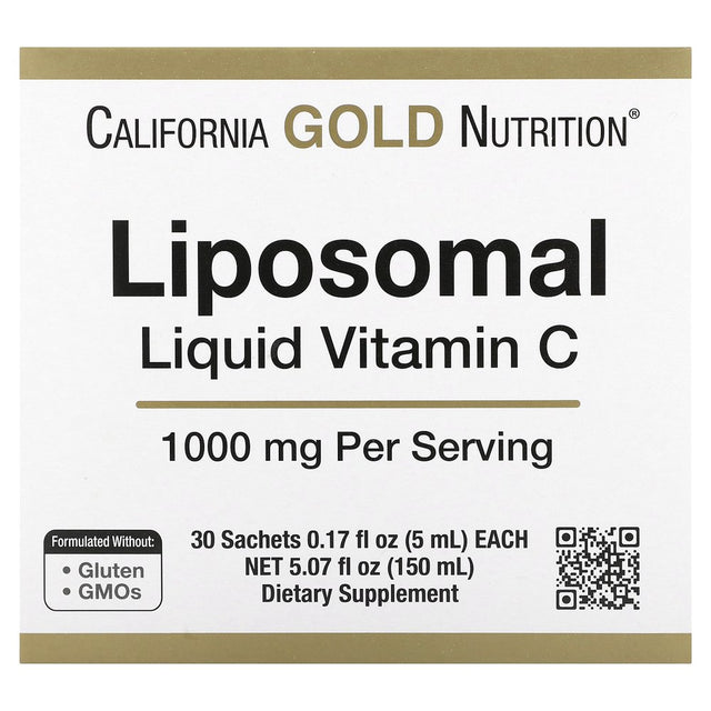 California Gold Nutrition Liposomal Liquid Vitamin C, Unflavored, 1,000 Mg, 30 Sachets