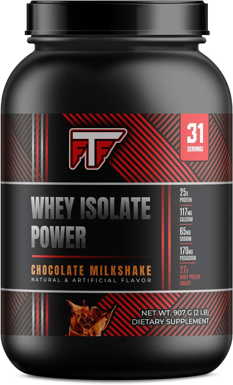 Whey Isolate Power Chocolate Milkshake, 25G of 100% Whey Protein per Serving to Build Lean Muscle- 31 Servings