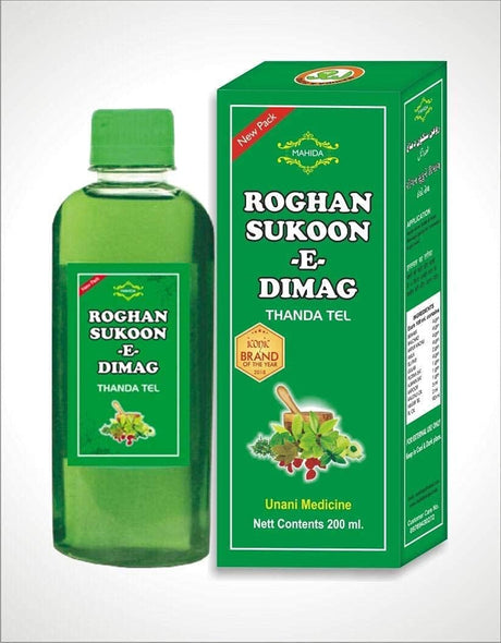 Mahida Roghan Sukoon E Dimaag Thanda Thanda Cool Oil/Tel,Herbal Hair Oil for Massage & Relaxation.400Ml