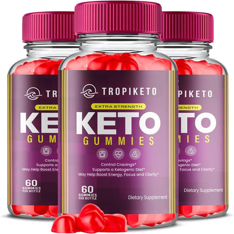 (3 Pack) Tropiketo Keto ACV Gummies - Apple Cider Vinegar Supplement for Weight Loss - Energy & Focus Boosting Dietary Supplements for Weight Management & Metabolism - Fat Burn - 180 Gummies