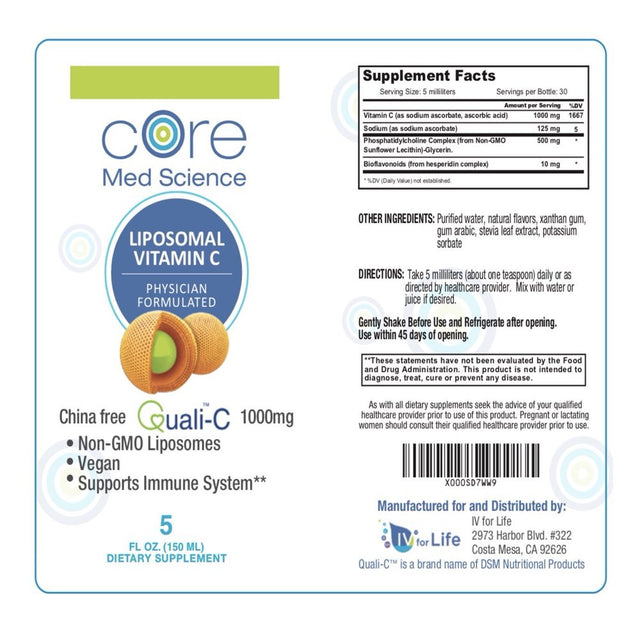 Liposomal Vitamin C 1000 Mg Liquid - Sunflower Formula - Quali®-C Vitamin C from Scotland - Made in the USA - Formed LIPOSOMES - Highest Absorption - Immune Support - Non-Gmo, Non-Soy - 30 Servings